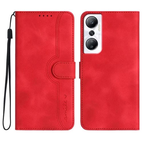 Funda de Cuero con Diseño de Corazón para Infinix Hot 20 4G (Rojo)