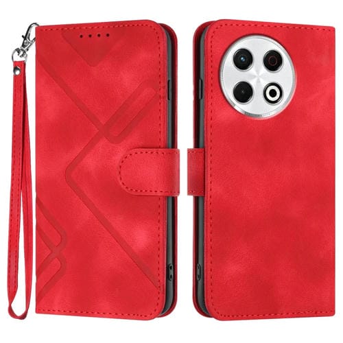 Funda de Cuero para Tecno Spark 30 Pro 4G con Diseño de Líneas y Tacto Suave (Rojo)
