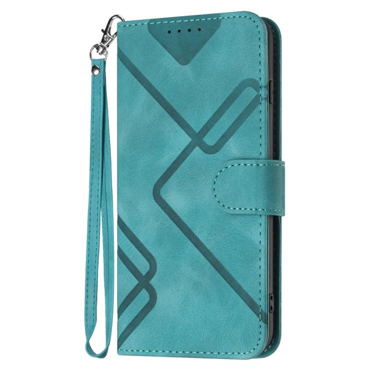 Funda de Cuero para Infinix Hot 20 5G Diseño de Líneas Tacto Suave (Azul Claro)