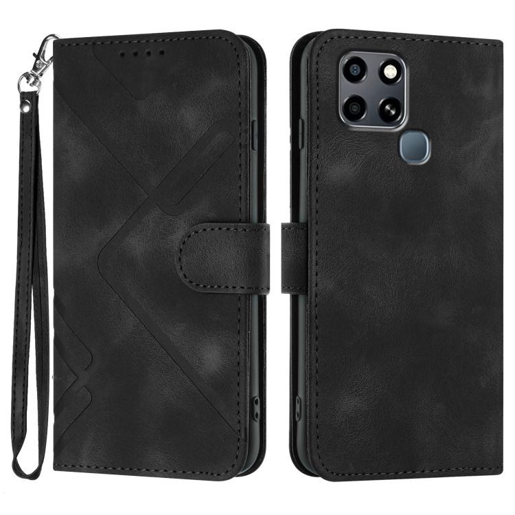 Funda de Cuero Infinix Smart 6 y Smart 6 HD con Diseño de Líneas y Tacto Suave (Negro)