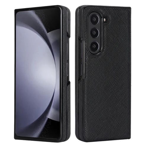 Estuche para Teléfono Plegable Samsung Galaxy Z Fold5 5G con Patrón Cruzado (Negro)