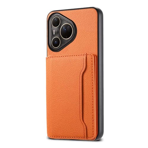 Funda para Huawei Pura 80 Ultra 5G con textura de becerro y diseño de cartera de tarjetas, cobertura total (naranja)