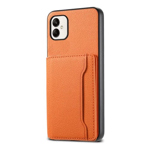 Funda para Teléfono Samsung Galaxy A05 Diseño Bolsa de Tarjeta Textura Becerro (Naranja)