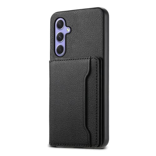 Funda para Teléfono Samsung Galaxy A55 5G Diseño Bolsa para Tarjetas Textura de Becerro (Negro)