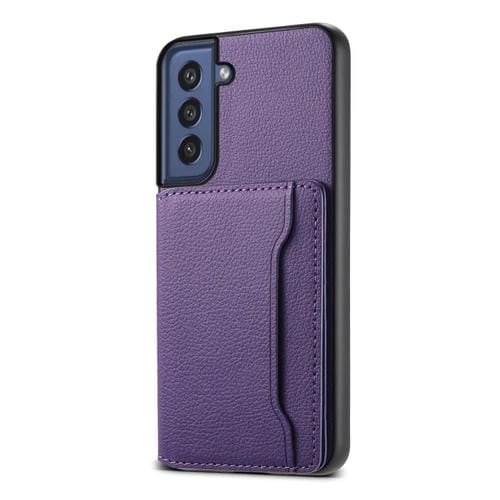 Funda para Teléfono Samsung Galaxy S21 FE 5G Bolsa para Tarjetas Textura de Pantorrilla (Púrpura)