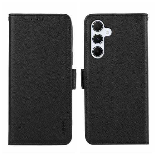 Funda para Teléfono Samsung Galaxy A24 4G Abeel Cuero Patrón Litchi Rfid Magnético Lateral (Negro)