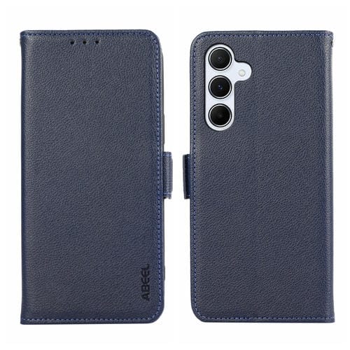 Funda para Teléfono Samsung Galaxy A35 5G Abeel Cuero Patrón Litchi Rfid Magnético Lateral (Azul)