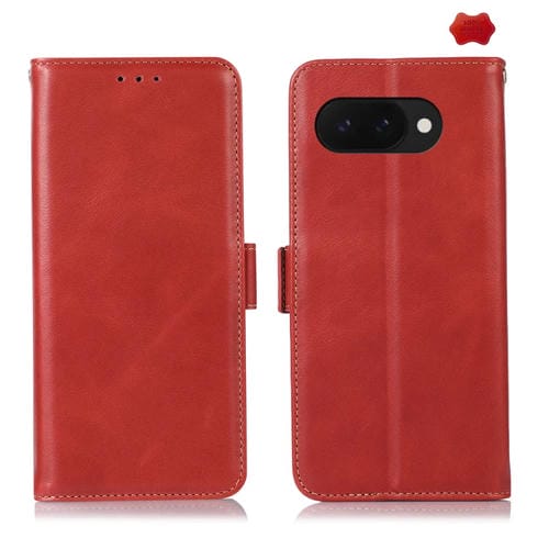 Funda para Teléfono Google Pixel 9A con Capa Superior de Piel de Vaca Crazy Horse (Roja)