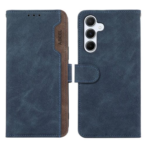 Funda para Samsung Galaxy A13 5G y A04S Abeel Color Block Cuero Magnética Rfid (Azul-Marrón)