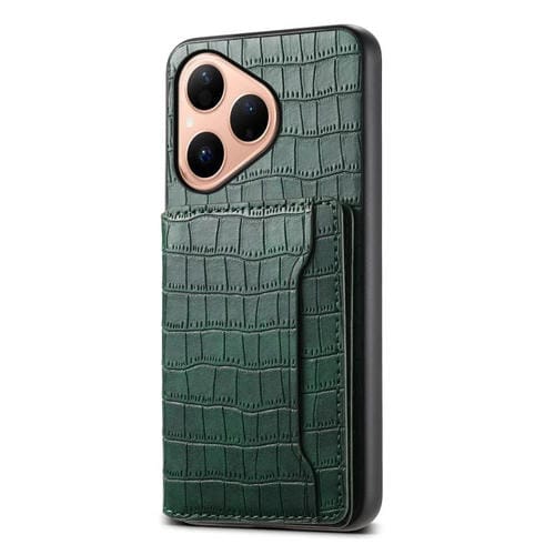 Funda para Huawei Pura 80 5G con textura de cocodrilo y diseño de cartera, cobertura total (verde)