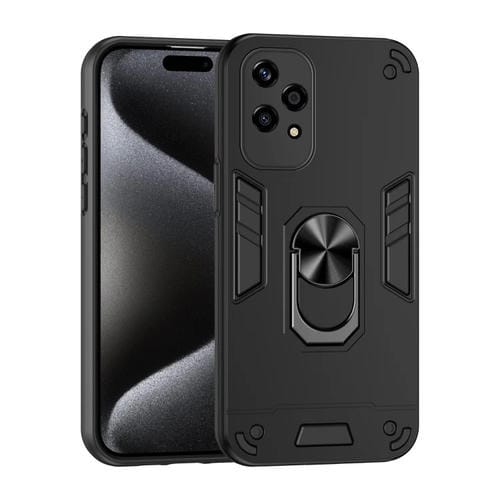 Funda para Teléfono Honor 200 Lite con Soporte de Anillo Metal y Protección Antigolpes (Negro)