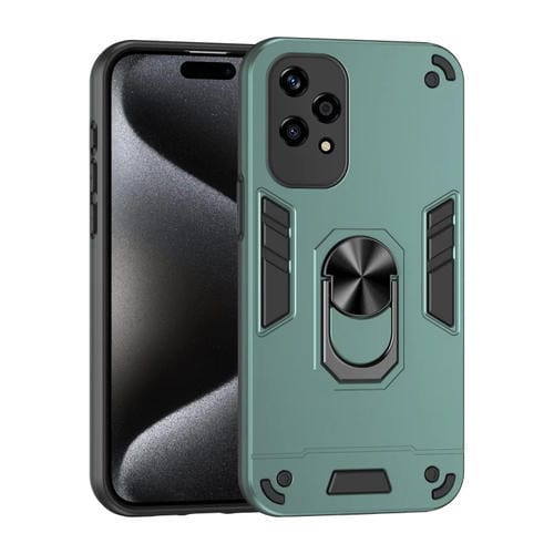 Funda para Teléfono Honor 200 Lite con Soporte de Anillo de Metal a Prueba de Golpes (Verde)