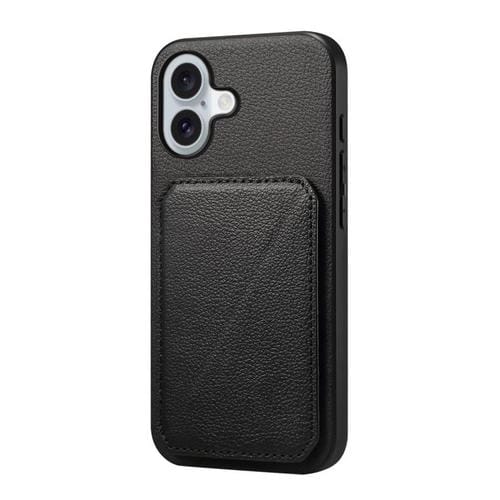 Funda para iPhone 17 D04 con textura de becerro y ranura para dos tarjetas (negra)