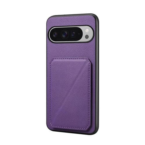 Funda para Google Pixel 10 Pro XL D04 con textura de becerro y ranura para dos tarjetas (morado)