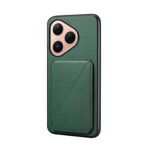 Funda para Huawei Pura 80 5G D04 con textura de becerro y ranura para dos tarjetas (verde)