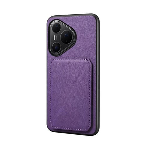 Funda para Huawei Pura 80 Pro / 80 Pro+ 5G D04 con textura de becerro y ranura para dos tarjetas (morado)