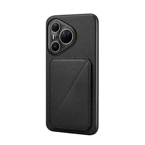 Funda para Huawei Pura 80 Ultra 5G D04 con textura de becerro y ranura para dos tarjetas (negra)