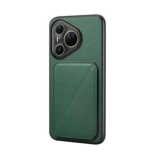 Funda para Huawei Pura 80 Ultra 5G D04 con textura de becerro y ranura para dos tarjetas (verde)