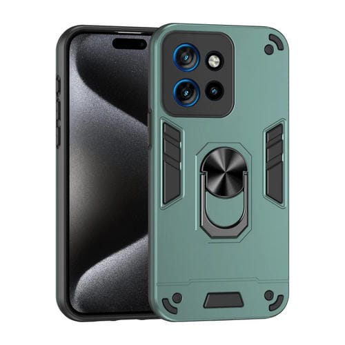 Funda para Teléfono Motorola Edge 50 Neo con Soporte de Anillo de Metal a Prueba de Golpes (Verde)