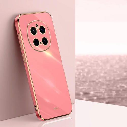 Funda para Teléfono Xinli con Borde Dorado y Revestimiento 6D Recto para Honor Magic7 Pro (Rojo Espino)