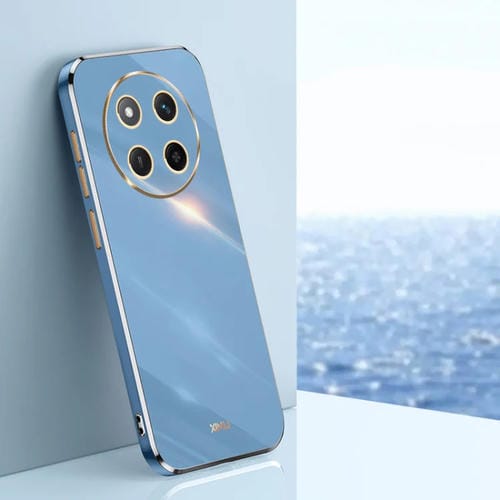 Funda para Teléfono Xinli con Borde Dorado y Revestimiento 6D Recto para Honor X60 Pro (Azul Celestial)