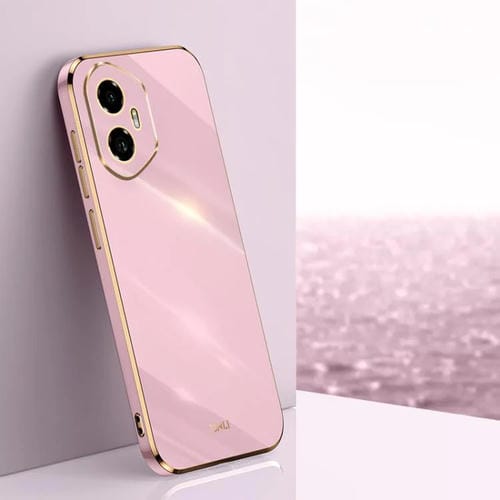Funda para Teléfono Honor 300 Xinli con Borde Dorado y Revestimiento 6D Recto de TPU (Morado Cereza)