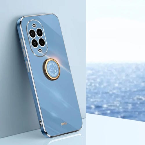 Funda TPU Huawei Nova 13 Pro Xinli a Prueba de Golpes con Borde Dorado y Soporte para Anillo (Azul Celestial)