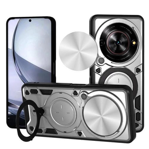 Funda magnética deslizante con textura de CD para ZTE Nubia Focus/Blade A75 5G (plateada)