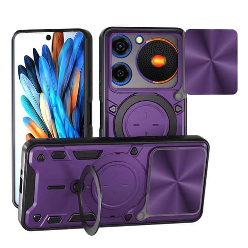 Funda magnética deslizante con textura de CD de música para ZTE Nubia (morado)
