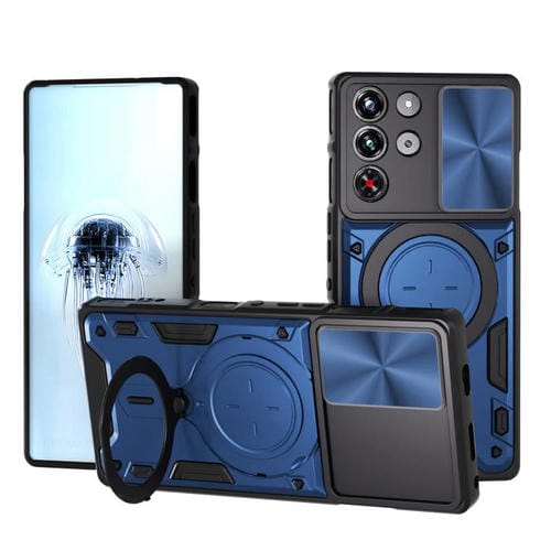 Funda magnética deslizante con textura de CD para ZTE Nubia RedMagic 10 Pro (azul)