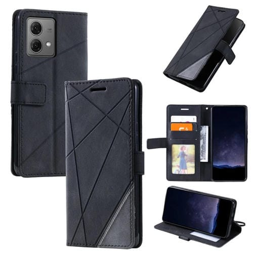 Funda de Cuero Skin Feel Splicing para Motorola Edge 40 Neo (Negro)
