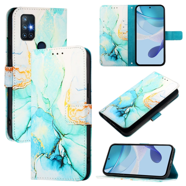 Funda de Cuero con Tapa y Diseño Mármol Pt003 para OnePlus Nord N10 5G (Verde)