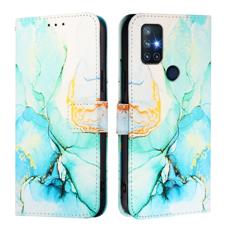 Funda de Cuero con Tapa y Diseño Mármol Pt003 para OnePlus Nord N10 5G (Verde)