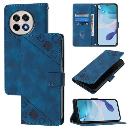 Funda de Cuero con Relieve para OnePlus 13R Ace 5 Pro 5G (Azul)