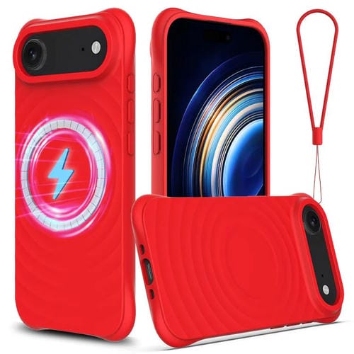 Funda de silicona líquida magnética MagSafe con textura Air Wave para iPhone 17 (roja)