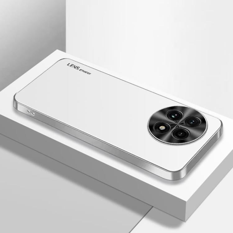 Funda Acrílica Esmerilada con Galvanoplastia para OnePlus Ace 5 Pro (Blanco Plateado)
