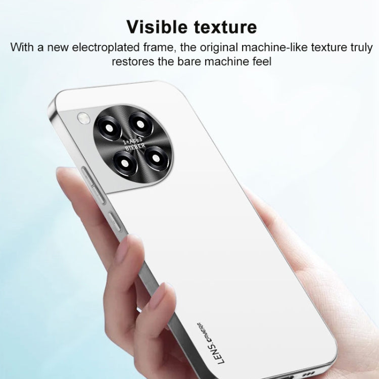 Funda Acrílica Esmerilada con Galvanoplastia para OnePlus Ace 5 Pro (Blanco Plateado)