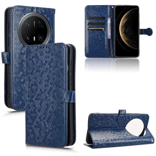 Funda de Cuero con Textura Panal para Huawei Mate 70 Pro/70 Pro+ (Azul)