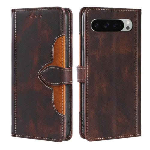 Funda de Cuero con Hebilla Magnética para Google Pixel 9 Pro XL (Marrón)