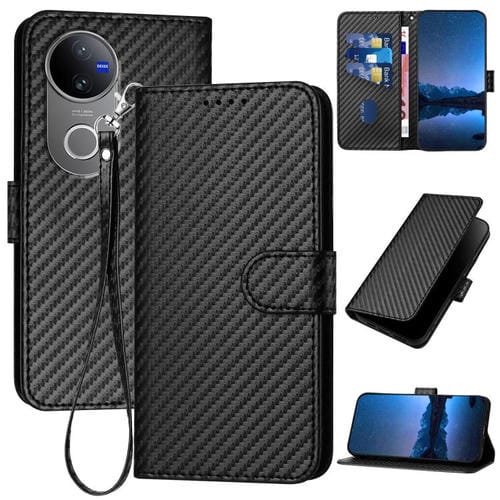 Funda de Cuero con Hebilla de Fibra de Carbono y Cordón para Vivo V50 Yx0070 (Negro)