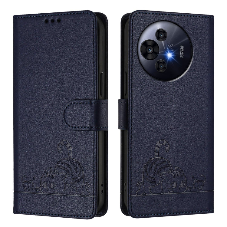 Funda Cuero Rfid TCL 50 Pro Nxtpaper con Cordón Patrón Gato y Rata (Azul)