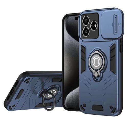 Funda para Teléfono Camshield con Soporte de Anillo para ZTE Axon 60 (Azul Real)