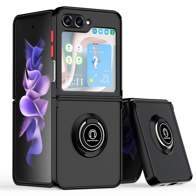 Funda de TPU + PC con anillo para Samsung Galaxy Z Flip5 Q Shadow 1 Series (negro y rojo)