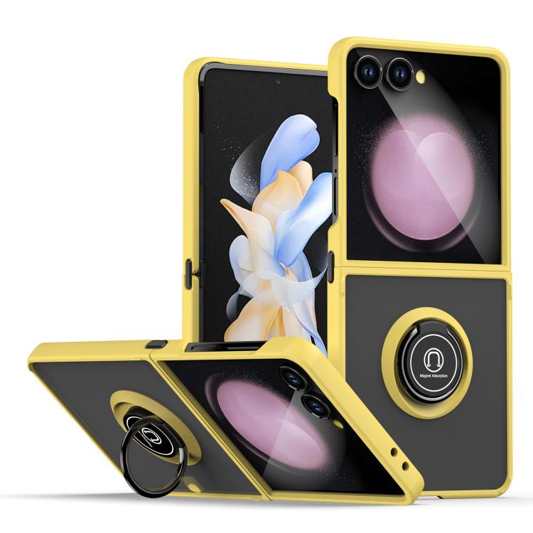 Funda de TPU + PC con anillo para Samsung Galaxy Z Flip7 Q Shadow 1 Series (amarilla)