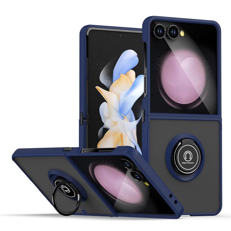 Funda de TPU + PC con anillo para Samsung Galaxy Z Flip7 Q Shadow 1 Series (azul real)
