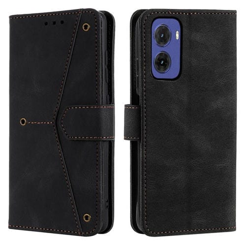 Funda Piel de Becerro Motorola Moto G05 Textura y Costuras Piel de Uña (Negra)
