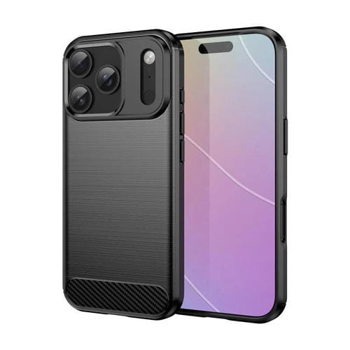 Funda de TPU de fibra de carbono con textura cepillada para iPhone 17 Pro (negra)