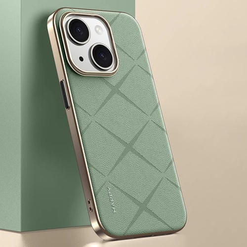 Funda para iPhone 15 Cuero Liso para PC (Verde) - MOVILSTORE