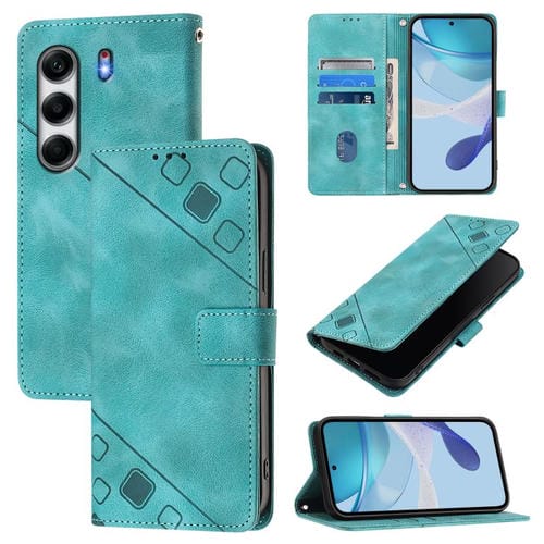 Funda de Piel con Relieve para Tecno Camon 40 4G (Verde)