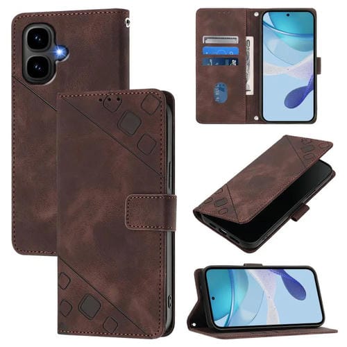 Funda de cuero con relieve para Infinix Smart 10 4G / Tecno Pop 10 (marrón)